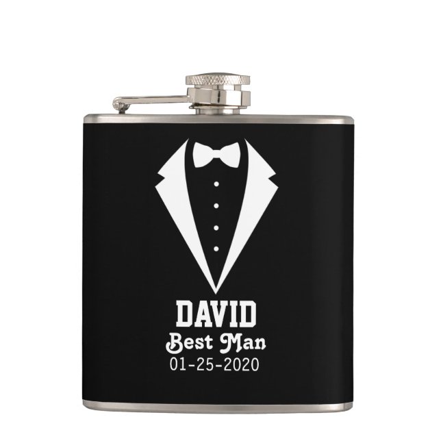 Flasques Cadeau personnalisé Best Man Black Flask (Devant)