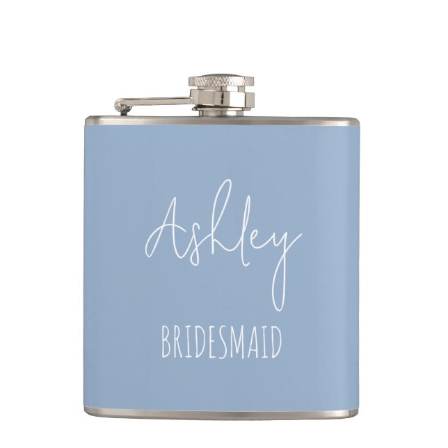 Flasques Cadeau personnalisé Dusty Blue Bridal Party (Devant)