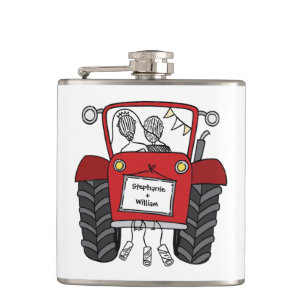 Flasques Cadeau personnalisé Mariage campagnard tracteur ro