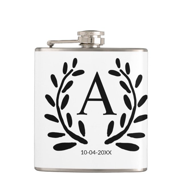 FLASQUES CADEAUX DE GARÇON DE NOCE MONOGRAMMÉES ANNÉE DATE  (Devant)