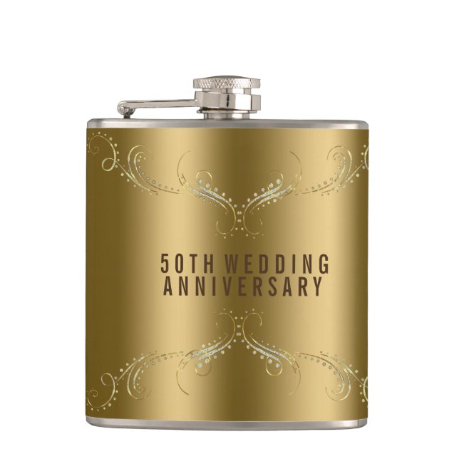 Flasques Cadre Floral Or & Parties scintillant Sur Or (Devant)