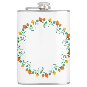 Flasques Cadre rond floral avec fleurs de rose jaune et rou