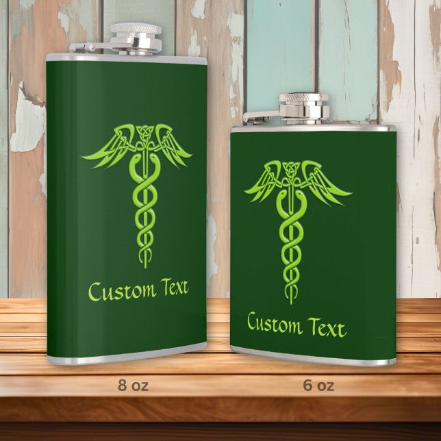 Flasques Caducée nœud celtique vert (Créateur téléchargé)