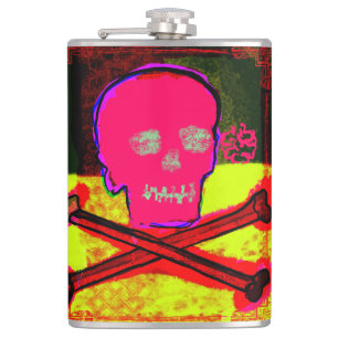 Flasques Calavera Skull pgeek NFT Art Rouge Jaune Noir