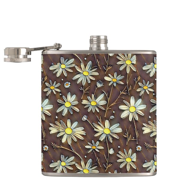 Flasques Camomiles en fleurs - Design moderne de motifs flo (Ouvert)