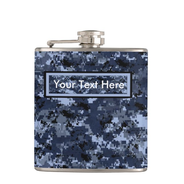 Flasques Camouflage bleu militaire américain 6 oz ou 8 oz (Devant)