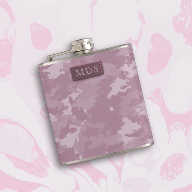 Flasques Camouflage Camouflage rose moderne (Pink Modern Camo Camouflage Monogrammed Flask with space for your initials)