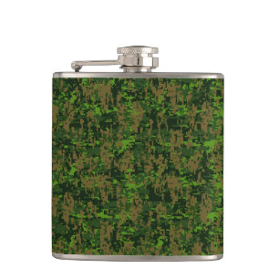 Flasques Camouflage numérique vert de style Woodland