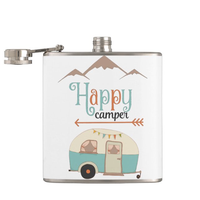 Flasques Camping-car Rétro Mignon Happy Camper (Ouvert)