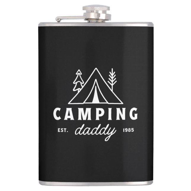 Flasques Camping dad funny father camper forest retro black (Devant)