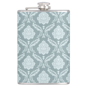 Flasques Canard Rococo Motif Damassé Œuf Bleu+Turquoise
