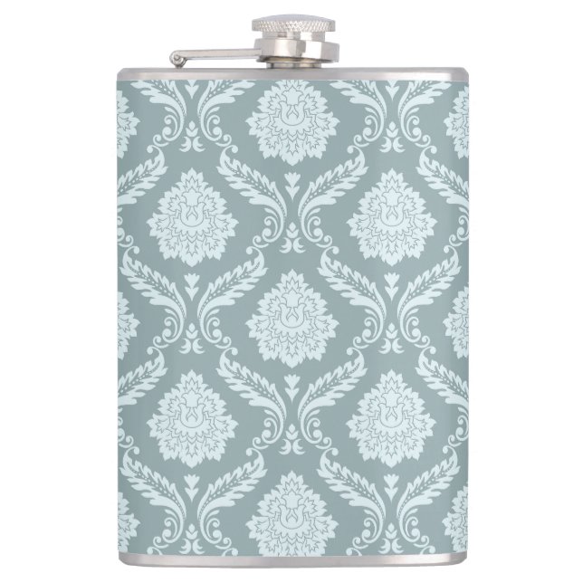 Flasques Canard Rococo Motif Damassé Œuf Bleu+Turquoise (Devant)