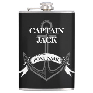 Flasques Capitaine Ancre Black Nautical Custom
