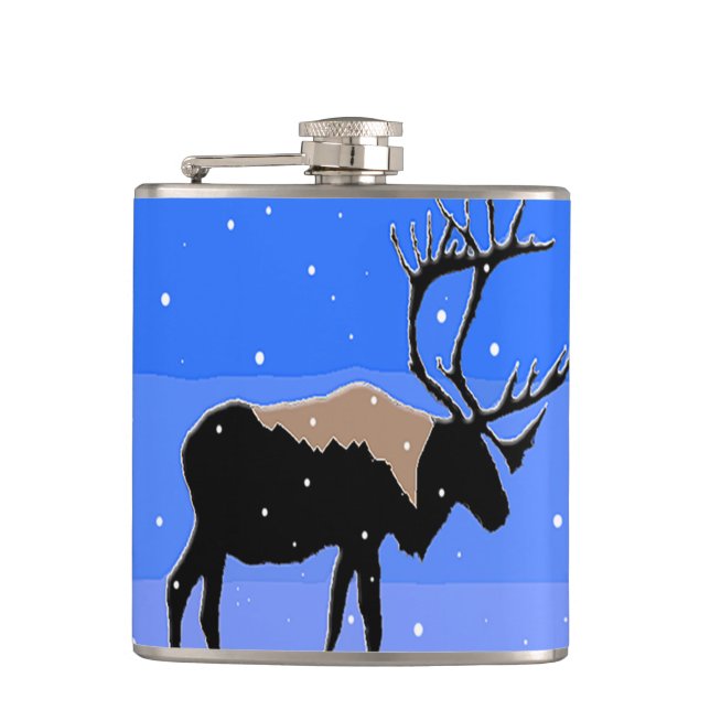 Flasques Caribou en hiver - Art original de la faune (Devant)