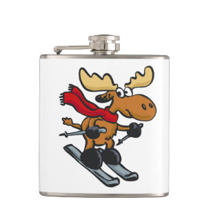 Flasques Caricature de Moose Skier choisir la couleur arri