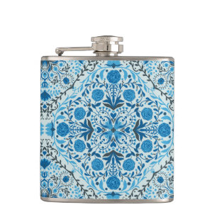 Flasques Carreaux à fleurs bleus