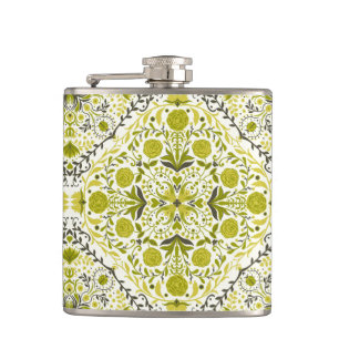 Flasques Carreaux de fleurs en vert
