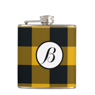 Flasques Carrés à carreaux jaunes et noirs Buffalo Plaid