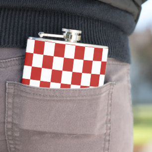Flasques Carrés à damier rouge blanc géométrique rétro