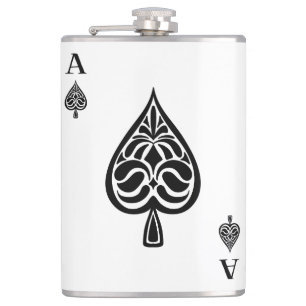 Flasques Carte de jeu Ace of Spades Black and White
