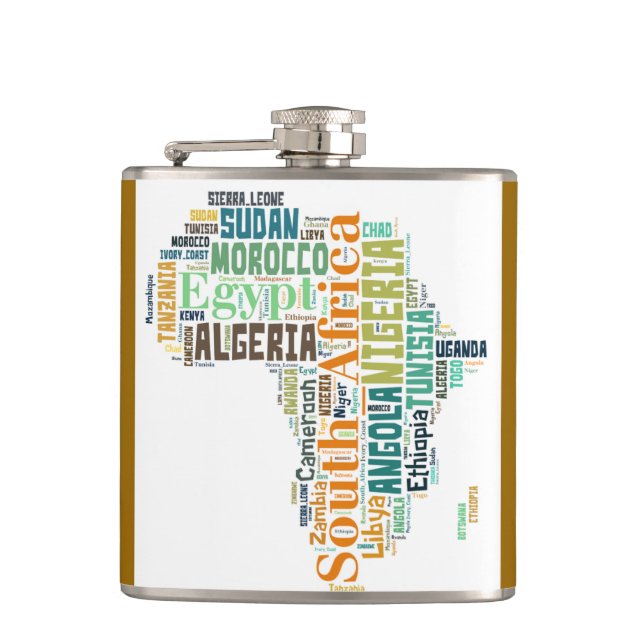 Flasques Carte de l'Afrique Word Art Flask (Devant)