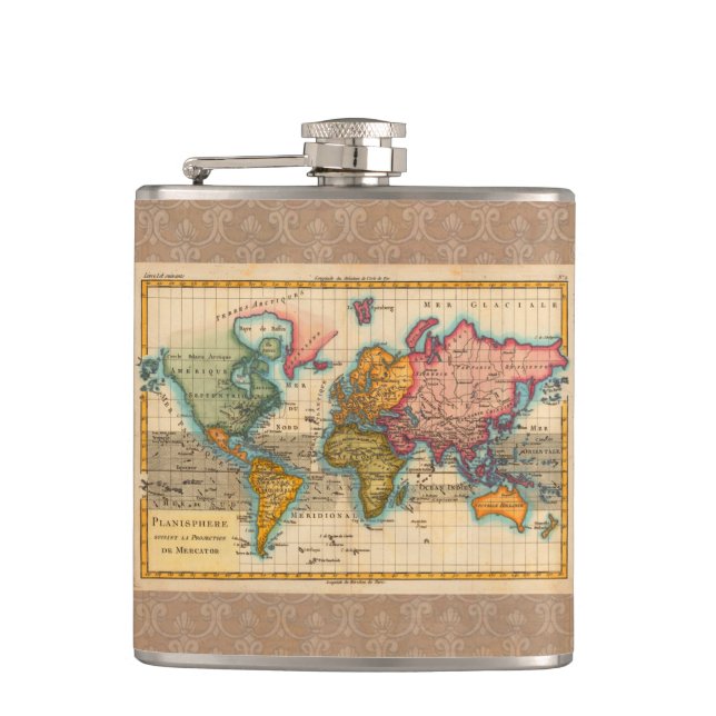 Flasques Carte du Monde 1780 Bonne Antique Planisphère  (Devant)