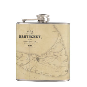 Flasques Carte vintage de Nantucket (1838)