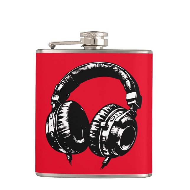 Flasques Casque DJ Musique Noire  (Devant)