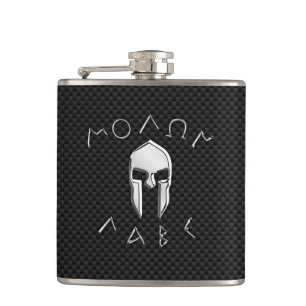 Flasques Casque spartiate de chrome de Molon Labe sur la