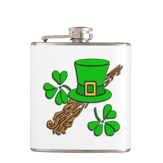 Flasques Casquette et shamrocks irlandais (Devant)