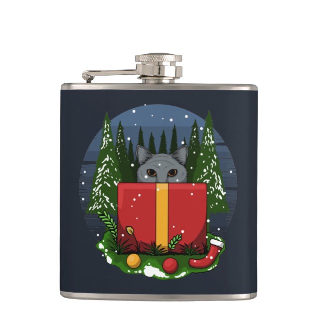 Flasques Cat Christmas Présent Adulte Stocker Stuffer (Devant)