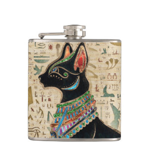 Flasques Cat égyptien - Bastet sur le papyrus
