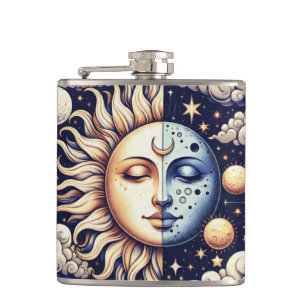 Flasques Céleste Vintage Demi Soleil & Lune Bleu Jaune