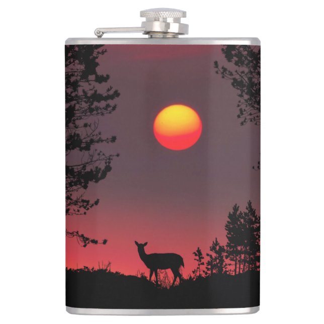 Flasques Cerf au coucher du soleil (Devant)