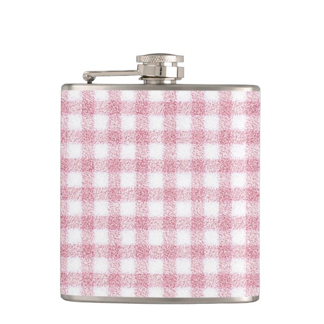 Flasques Charme Velouté Rose et Blanc Gingham (Devant)