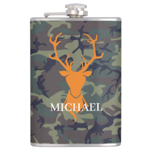 Flasques Chasse au Cerf Orange Camouflage Monogramme