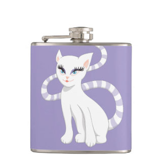 Flasques Chat blanc mignon de belle bande dessinée