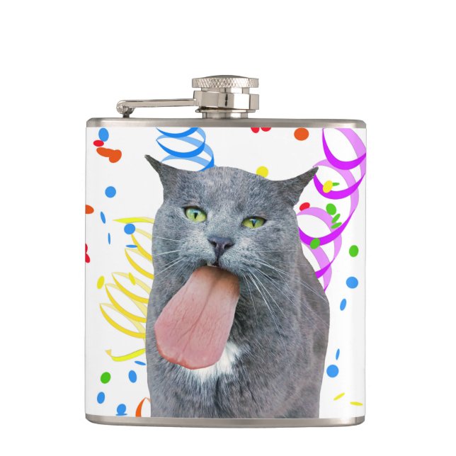 Flasques Chat de fête vous a pris la langue? (Devant)