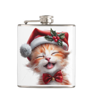 Flasques Chat de Noël mignon avec chapeau de Père Noël et C