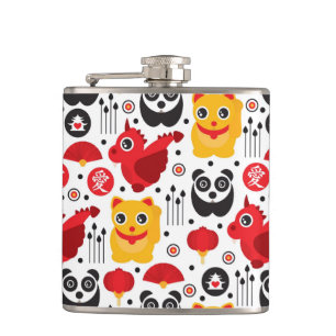 Flasques Chat, dragon, et panda chanceux de la Chine