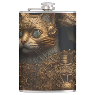Flasques Chat gothique en or Steampunk