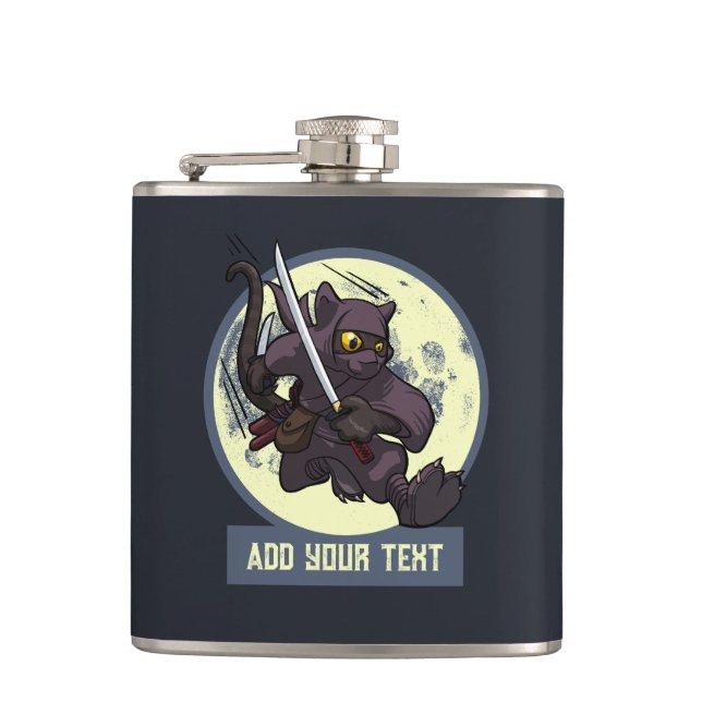 Flasques Chat noir ninja sautant Artwork Animalier Alternat (Devant)