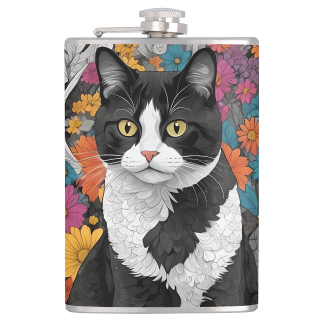 Flasques Chaton parmi les fleurs (Devant)