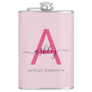 Flasques Chaud rose monogramme Fille de Bachelorette Fête