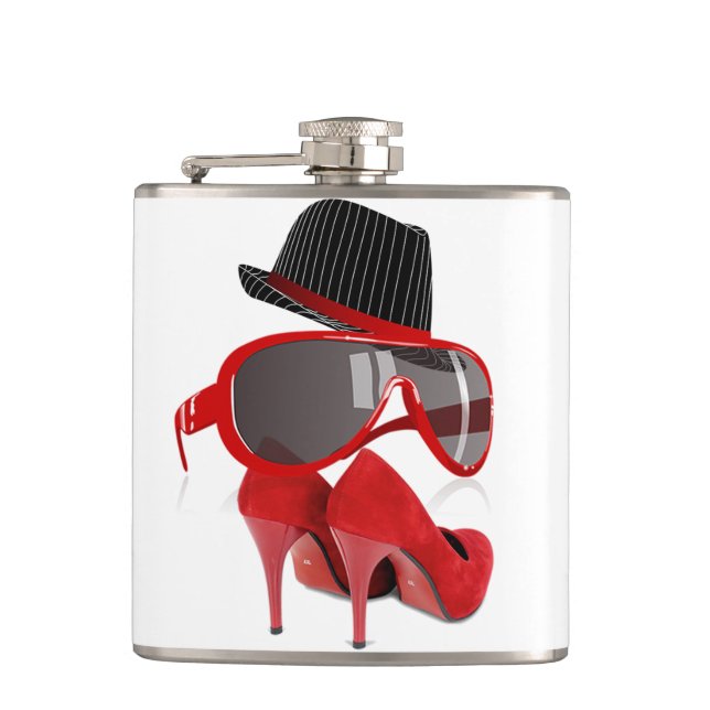 Flasques Chaussures et verres rouges de casquette de dames (Devant)