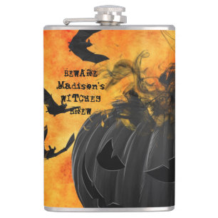 Flasques Chauves-souris noires effrayantes Jack O Lantern B