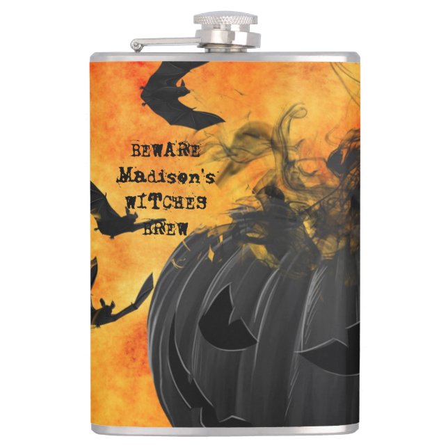 Flasques Chauves-souris noires effrayantes Jack O Lantern B (Devant)