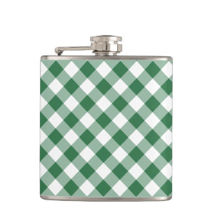 Flasques Chèque vert et blanc shamrock En vichy Hip Flask