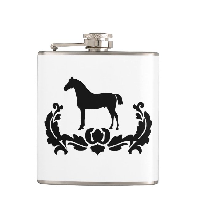 Flasques Cheval noir et blanc Damas (Devant)