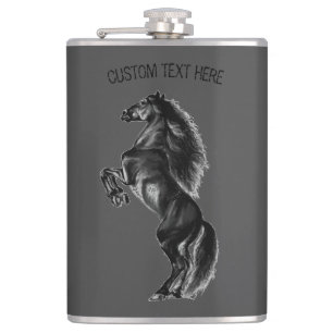 Flasques Cheval sauvage noir droit - Dessin noir et blanc